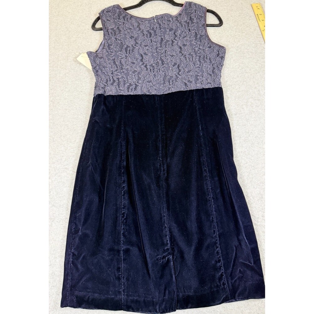 Vtg Velvet Lace Dress Sz 8 Navy 90s Witchy Whimsigoth Apart Impressions‎ SKU146 - Picture 2 of 9